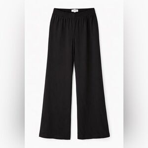 Babaton Black Wide Leg Pants Elastic Waist Crepe Trouser Size S Aritzia